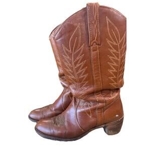 Vintage Miss Capezio Designer Leather Western Brown Boots, Womens Size 9